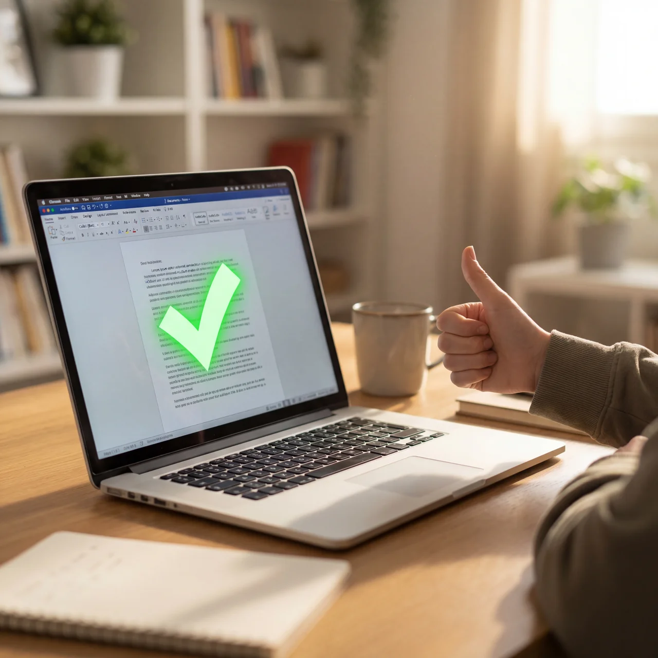 Documento completado con exito en laptop